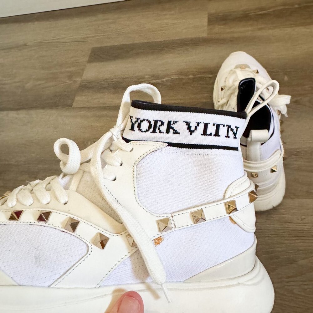 Valentino Garavani White Rockstud High Top Sock Sneakers EU 38 - Picture 9 of 12